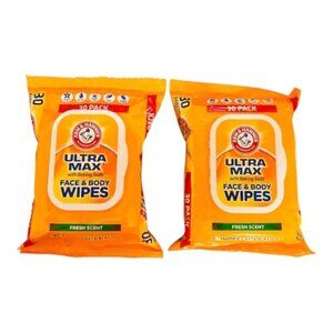 Arm & Hammer Ultra Max Face & Body Wipes Clean Fresh Scent 2 Pks, 30 Ea.